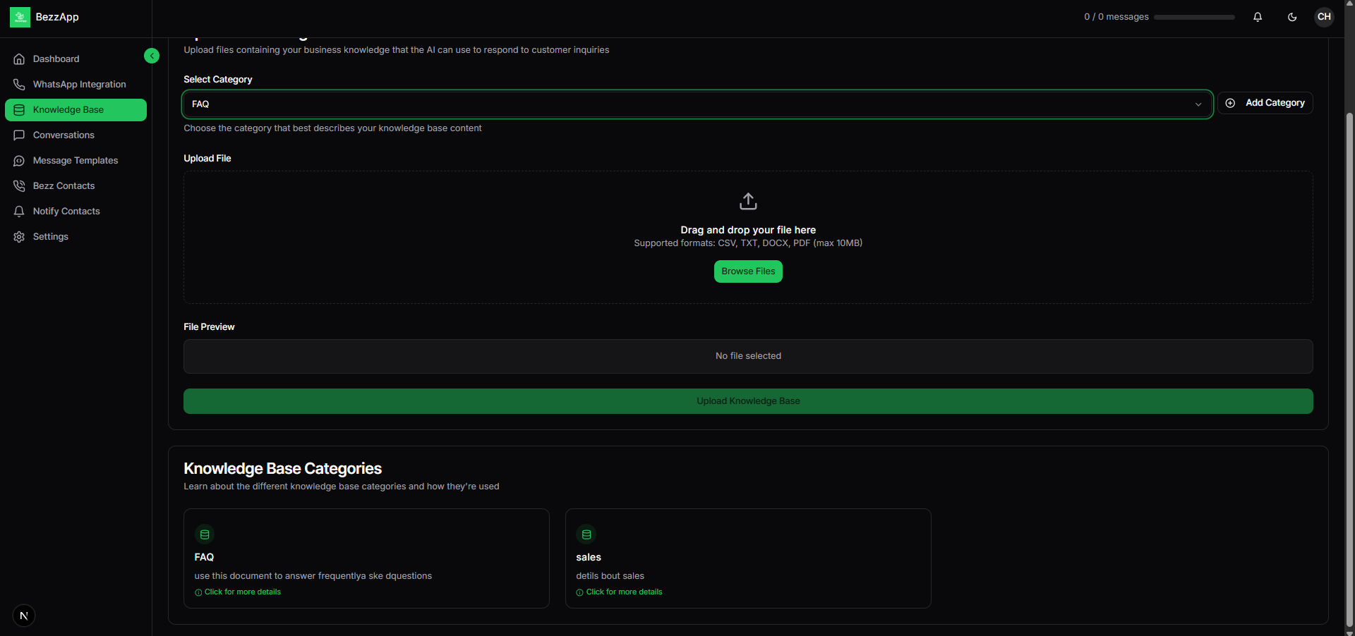 Knowledge Base Screenshot